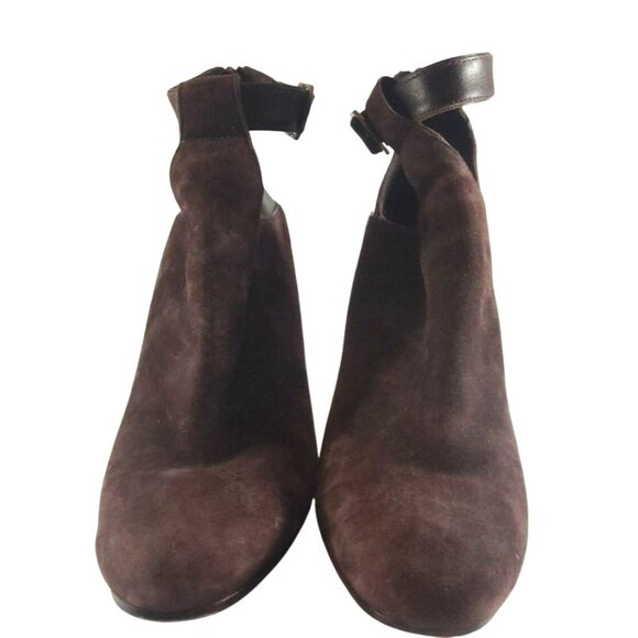 DKNY Women's Size 11 Brown Suede & Leather Ankle Boots With Back Zipper Closure - Picture 3 of 10